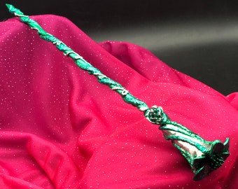 Fairy witch wand - wand - witch wand - silver and green wand - fairy princess wand-Green wand-mermaid wand-emerald queen wand