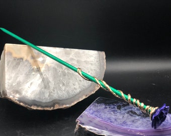 Fairy witch wand-wands-rose wand-Cosplay fairy wand-renaissance wand-Wiccan wand-green wand-gold wand