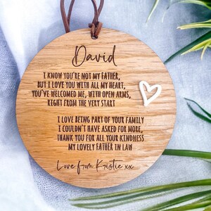 Gift for Father in Law | Gift from Daughter in Law | Father in Law Keepsake | Wooden Engraved Decoration | Like a Dad to Me | Step Dad Gift