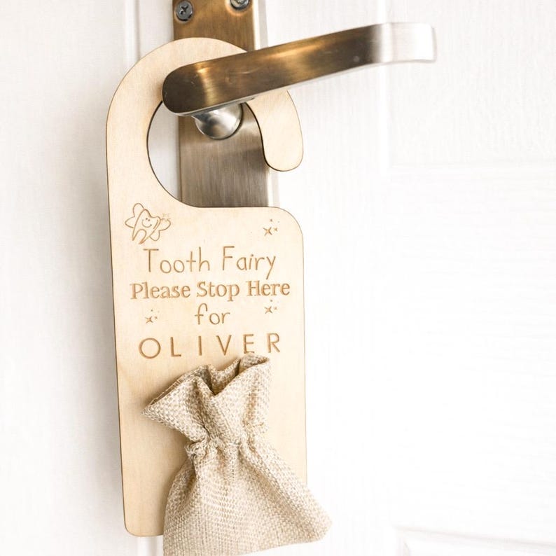 Personalised Kids Tooth Fairy Bag | Door Hanger with Money Pouch image 4
