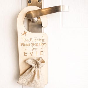 Personalised Kids Tooth Fairy Bag | Door Hanger with Money Pouch image 3