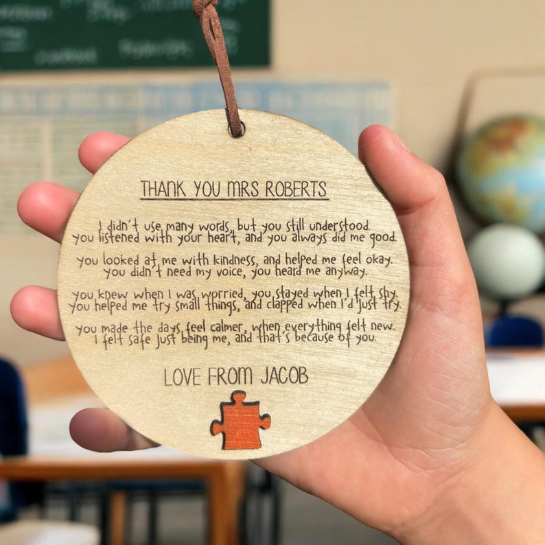 Personalized Teacher Thank You Gift | Autism Keepsake, Puzzle Piece ...