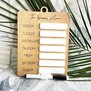 Personalised Weekly Menu Planner | Whiteboard Planner | Workout Planner | Custom Planner Wooden | Days of the Week | Family Planner