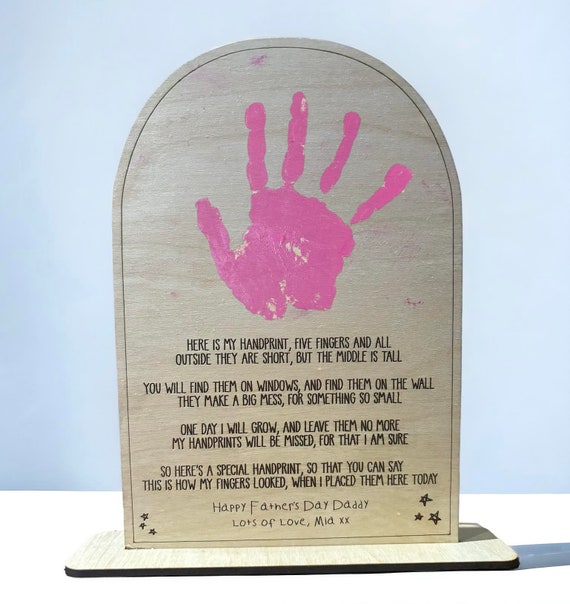 Handprint Gift for Daddy Wooden Father's Day Plaque Gift for Daddy  Handprint Gift Keepsake Personalised