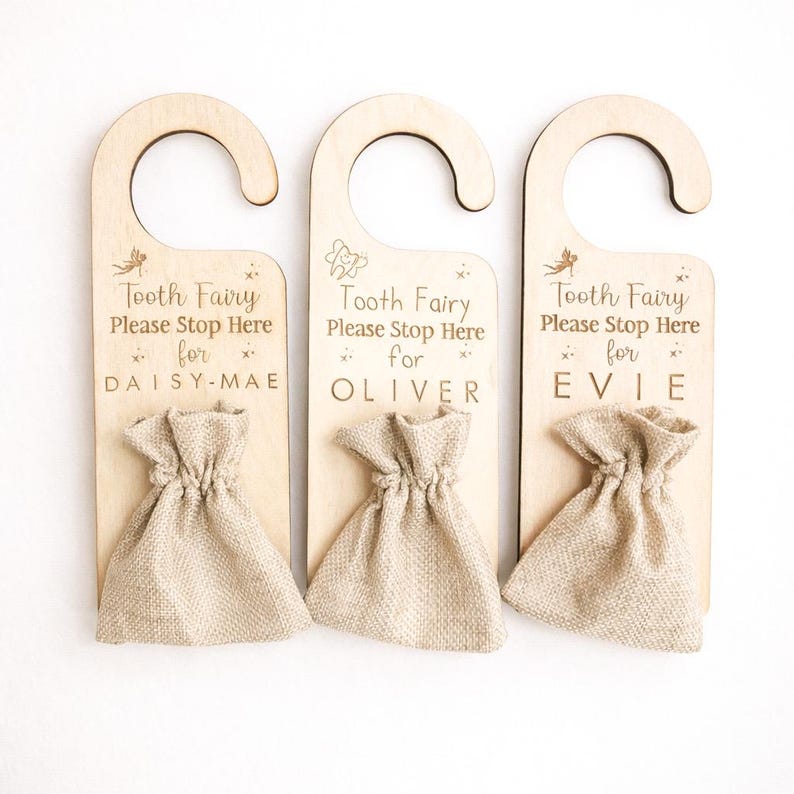 Personalised Kids Tooth Fairy Bag | Door Hanger with Money Pouch image 2