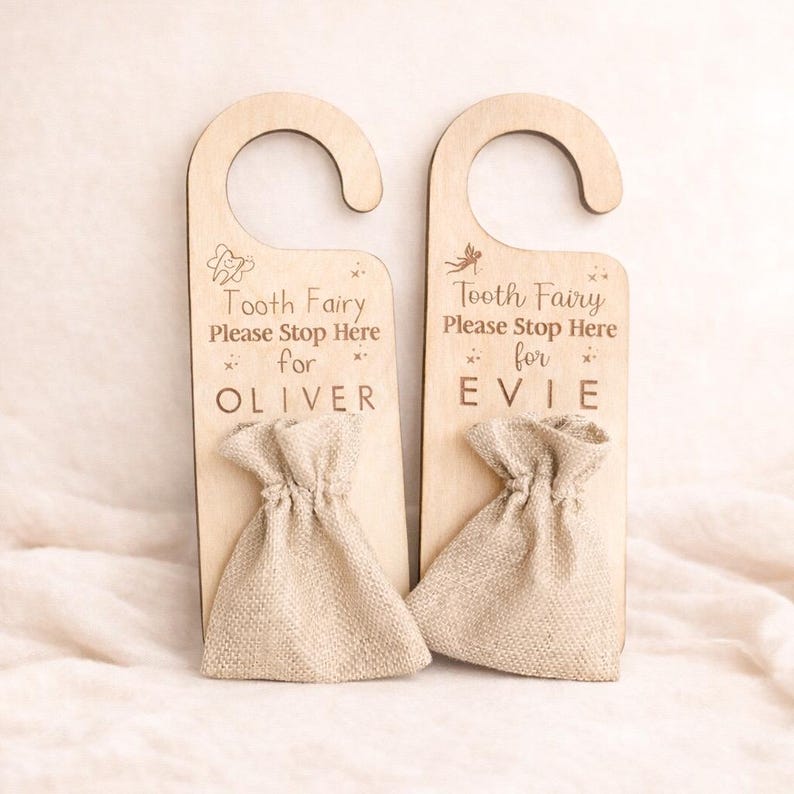 Personalised Kids Tooth Fairy Bag | Door Hanger with Money Pouch image 1