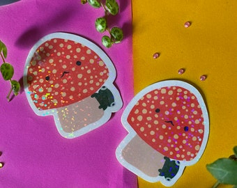 frog sticker frog lover gift stickers stationary glitter laminate bullet journal stickers Glitter Mushroom sticker notepad stickers