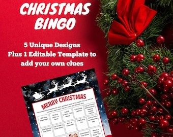 Christmas Printable Bingo Game Have fun getting to know each other better Great for holiday parties to get people talking Ice Breaker