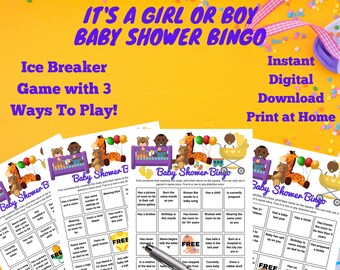 Baby Shower Printable African American Boy/Girl Bingo Game Have fun getting to know each other, get people talking Ice Breaker Find A Guest