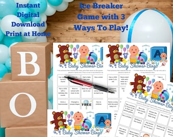Find A Guest Printable Caucasian Boy Baby Shower Bingo Game Have fun getting to know each other and get people talking Ice Breaker