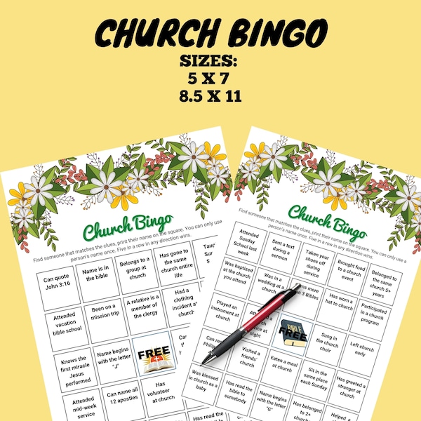 Church Printable Bingo Game Have fun getting to know each other better  Great for church events get people talking. Ice Breaker Find A Guest