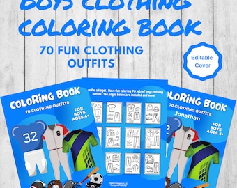 Boys coloring Book Ages 4- 8 Instant Download PDF Fun Clothing Outfits Coloring book: Basic Outfits with Accessories For Boys Personalized