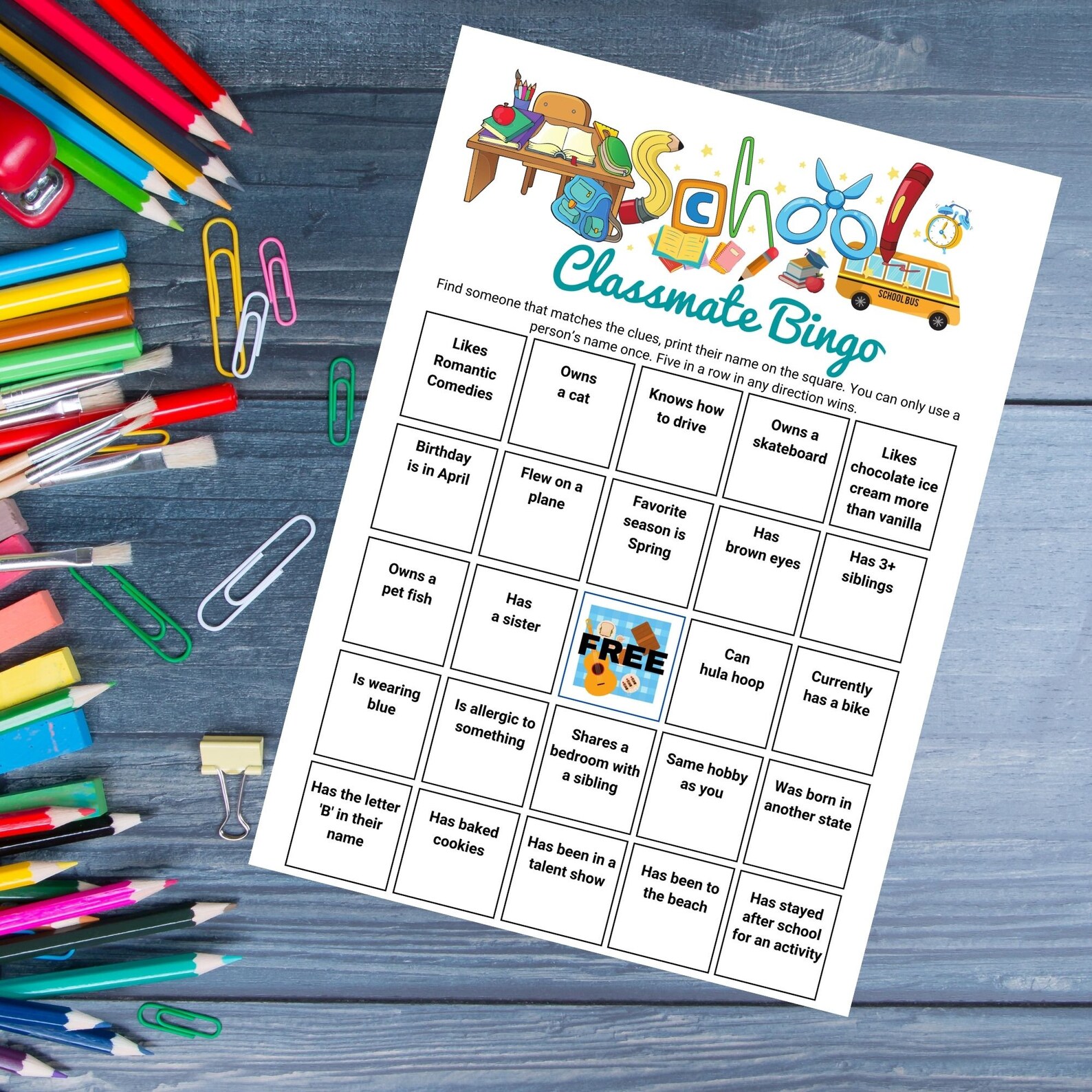 Classmate Printable Bingo Game. Students Will Have Fun While Getting to
