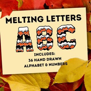 Melting Uppercase Alphabet & Numbers PNG Clipart Instant Download great for sublimation Or Print and Cut use on all crafts