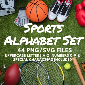 Sports Uppercase Letters SVG/PNG Clipart Alphabet and Numbers Instant Download great for sublimation Or Print & Cut use on all crafts