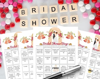 Bridal Shower Wedding Printable Bingo Game Have fun getting to know each other, get people talking Ice Breaker Find A Guest Instant Download