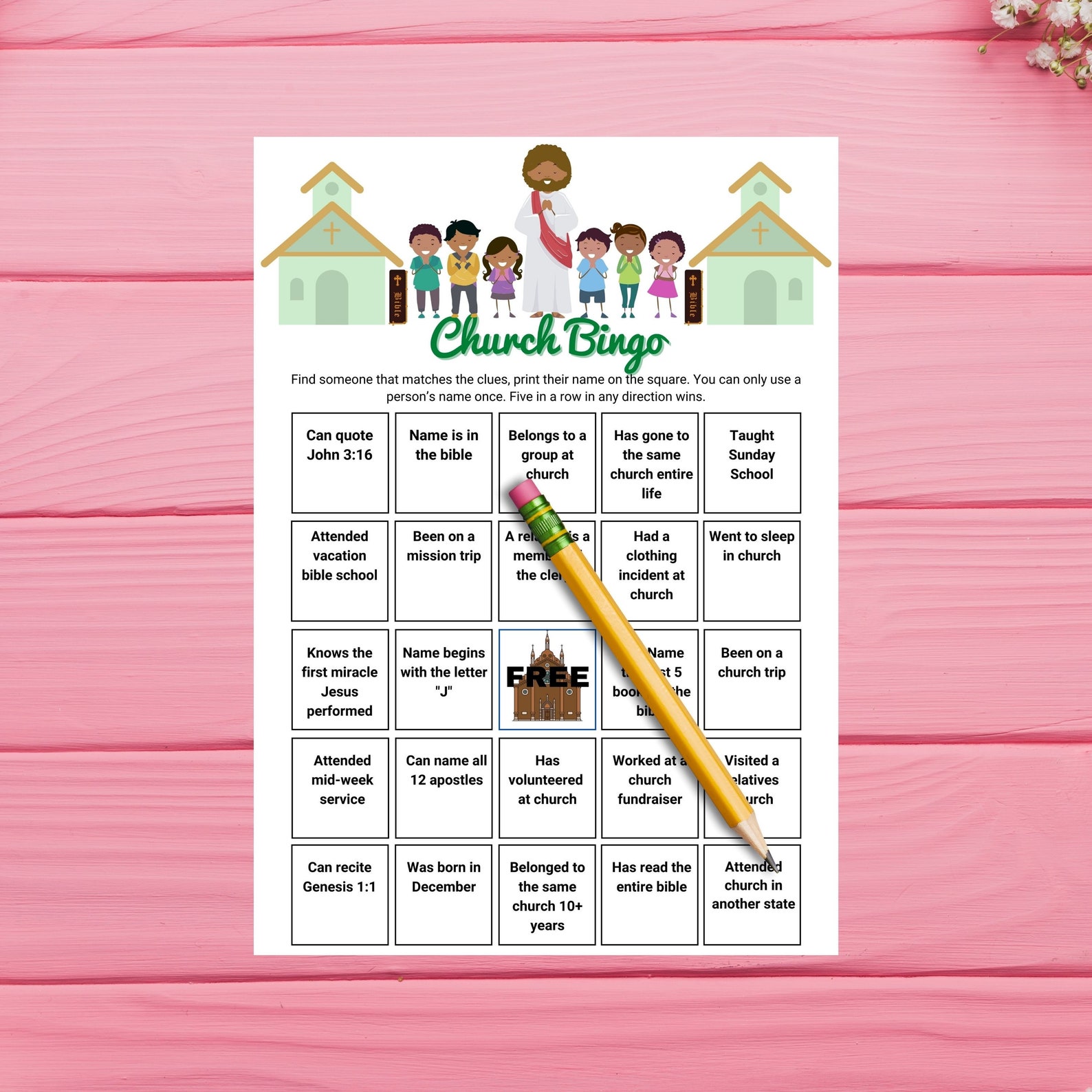 Church Printable Bingo Game Have Fun Getting to Know Each Other Better