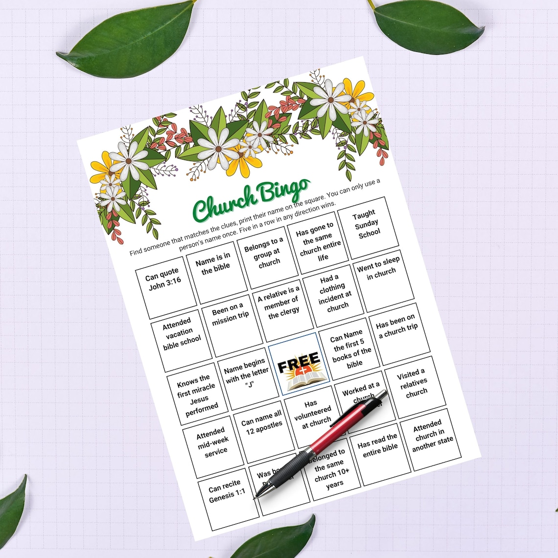 Church Printable Bingo Game Have Fun Getting to Know Each Other Better