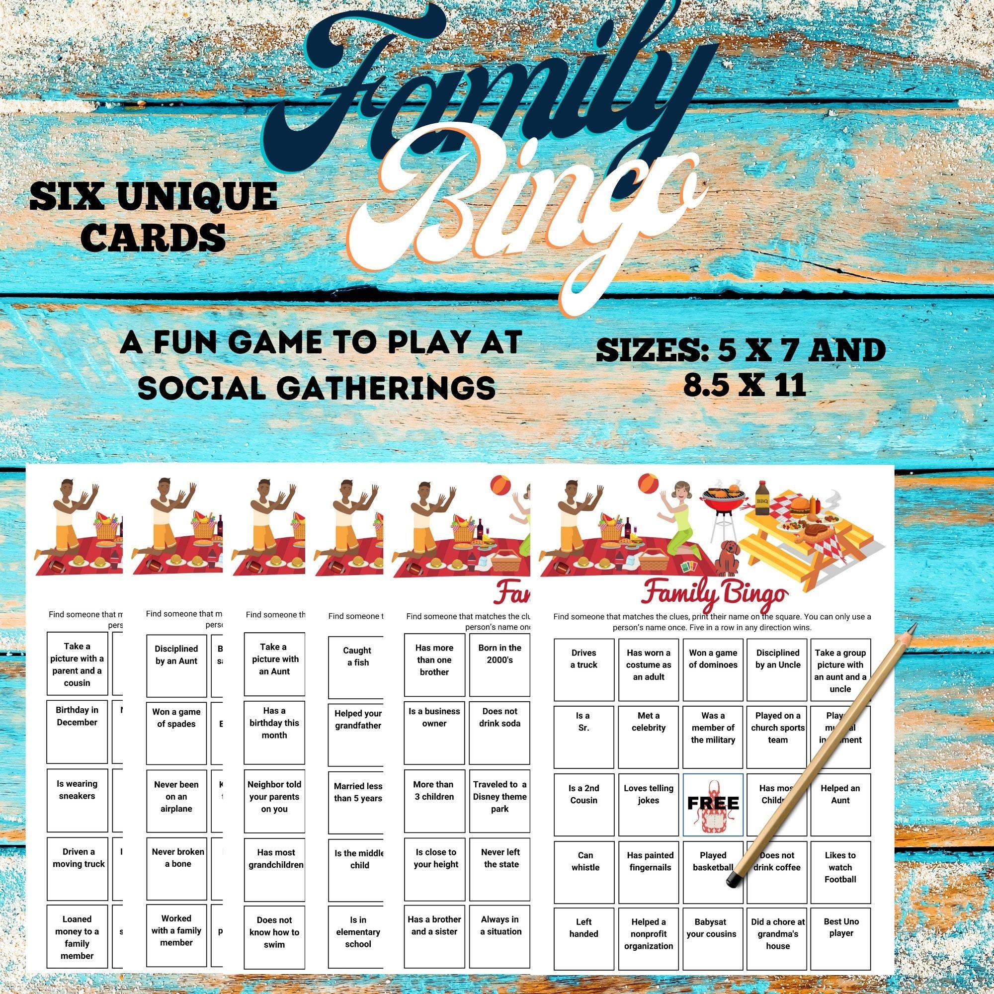 Family Printable Bingo Game Relatives will have fun while Etsy