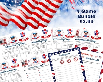 Independence Day Game Bundle Four Unique Printable Games Have fun getting to know each other plus get people talking Ice Breaker