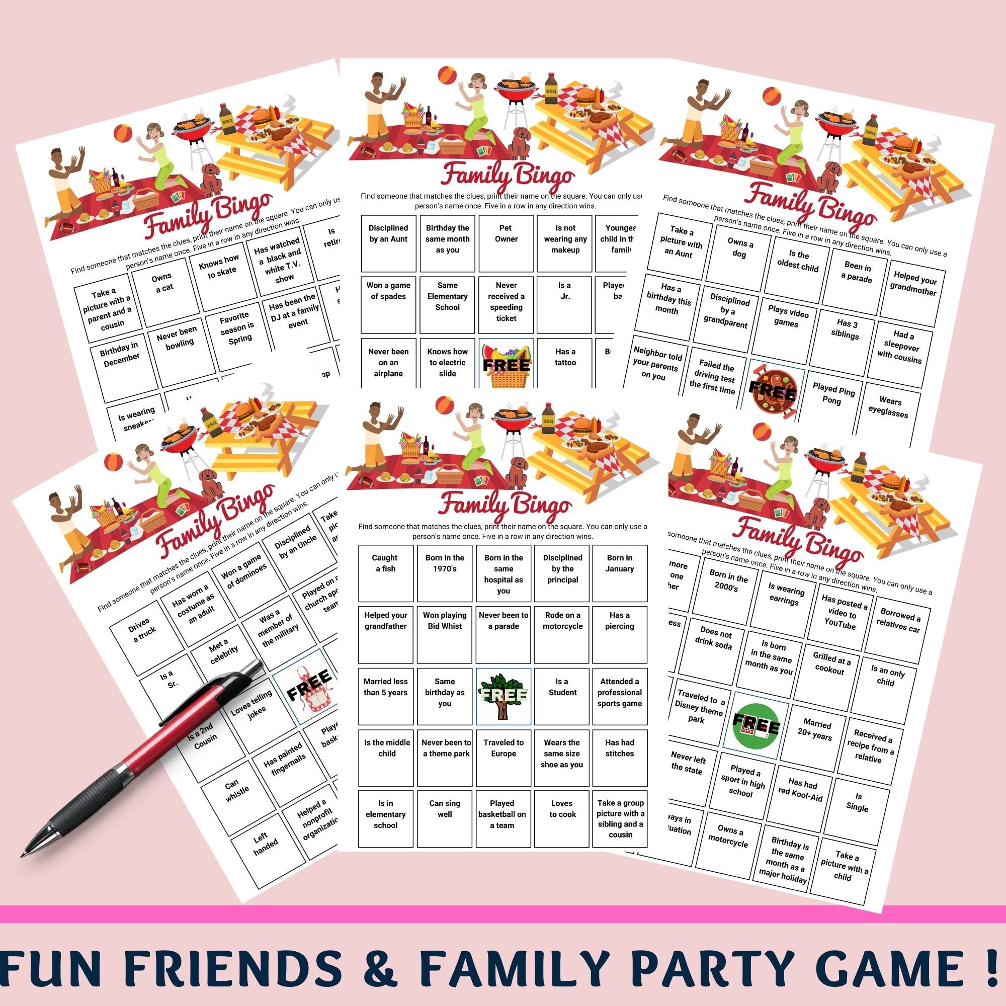 Family Printable Bingo Game Relatives will have fun while | Etsy