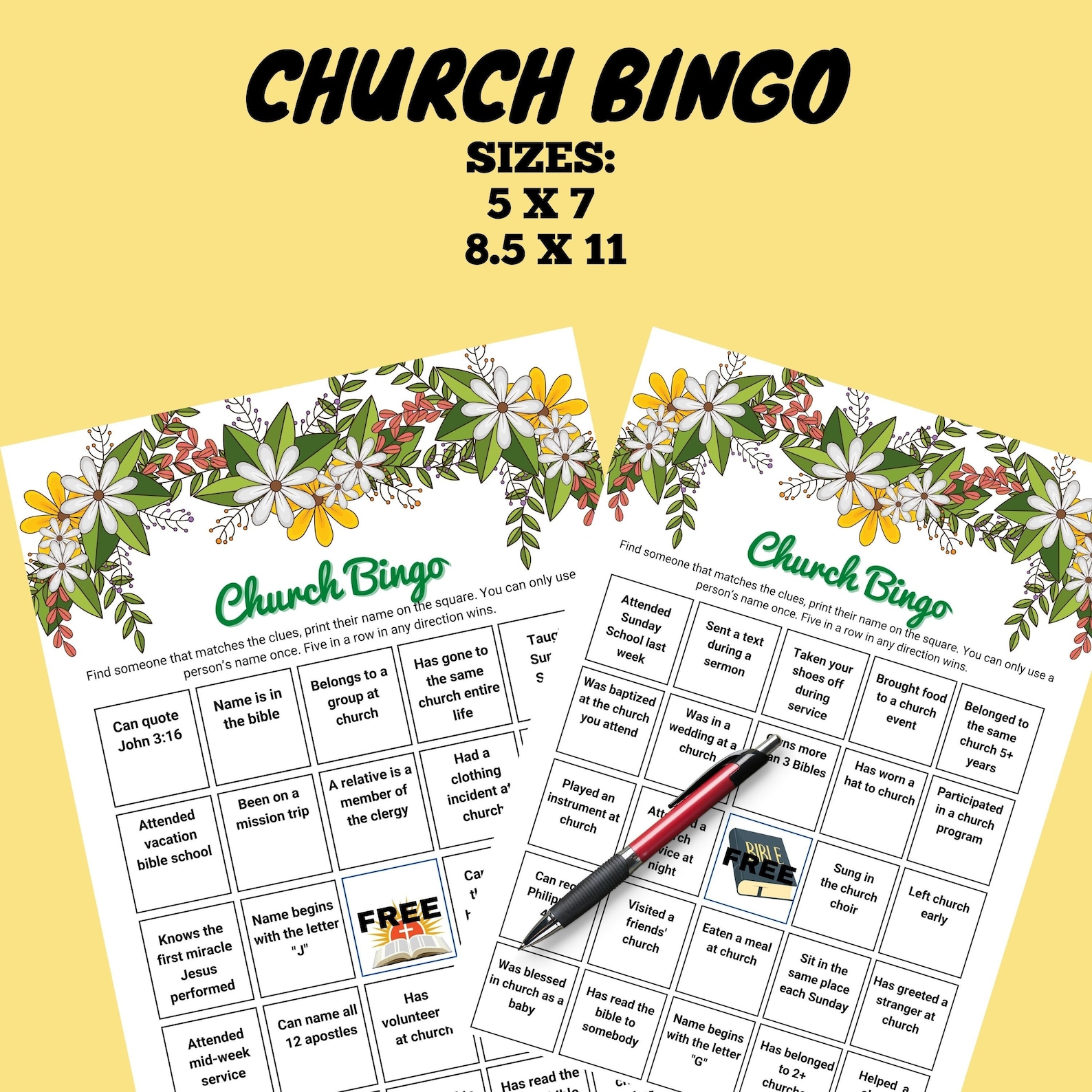 presentation church bingo