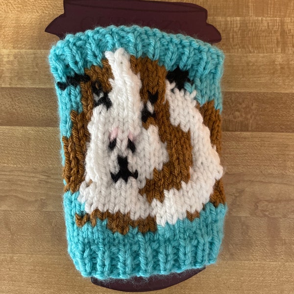 Guinea Pig Lover Coffee Cozy, Cold Brew Coffee Cozy, Coffee Cup Sleeve, knitted Tumbler Sleeve Reusable