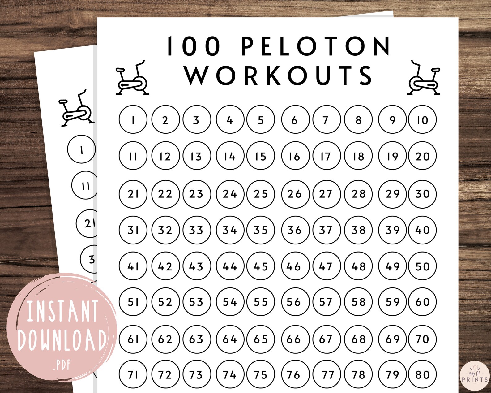 100 Peloton Workouts Countdown Tracker Peloton Workout Etsy