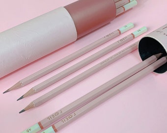 Personalizado, L'oeil Professional Soft Graphite Sketching Pencils Set de 12 (Seleccionado 3H-10B) en Madera de Cedro de Incienso (Rosa)