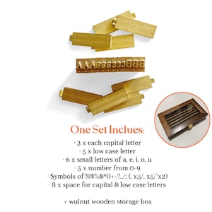 Custom Interchangeable A to Z Embossing Brass Stamp Types Set with Wooden Box with A Set of All Alphabet for Stamping Machine