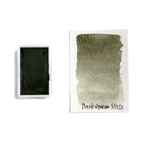 Dark Green Slate - Handmade Honey-Based Watercolor Full Pan 3.2ml | L&#39;oeil