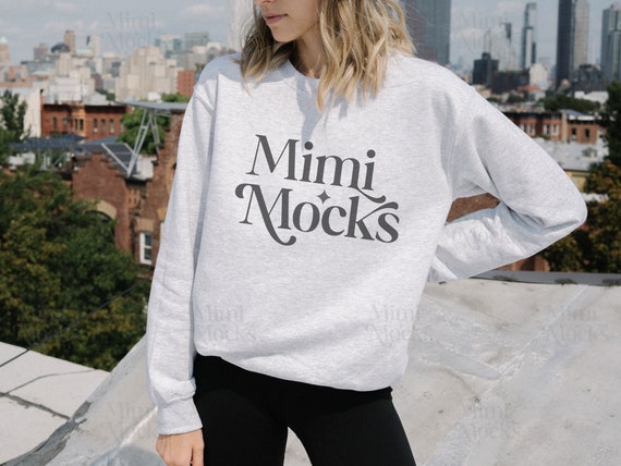 Ash Sweatshirt Gildan 18000 Mockup 