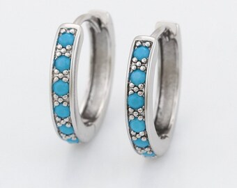 1.00 Ct Round Cut Diamond Hoop Snap Closure Earrings Solid 925 Sterling Silver 1.00 Ct Round Cut Diamond Hoop Snap Closure Earrings Solid 925 Sterling Silver