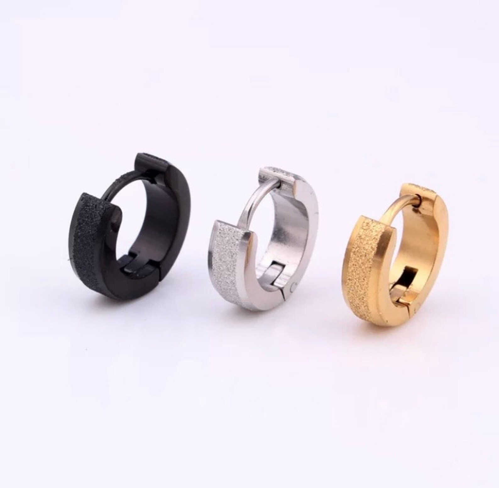 Men's Stainless Steel Single Huggie Hoop Earrings Etsy