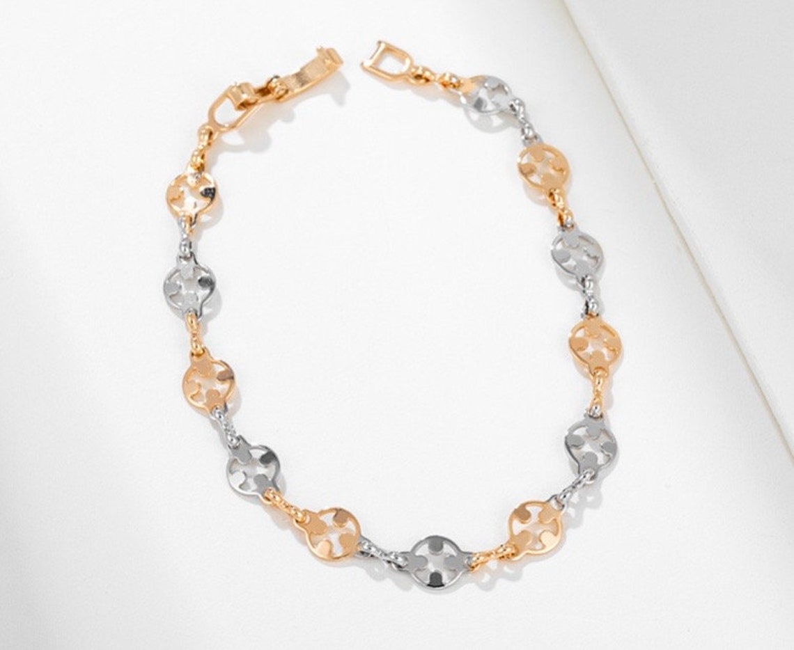 Twotone Ladies Elegant Designer Bracelet Etsy UK