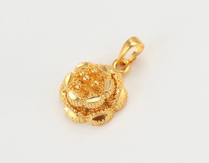 9ct Yellow Gold Filled Flower Pendant Etsy
