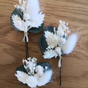 Haarnadel mit Blumen, Haarschmuck, Eukalyptus, Blumennadeln, Blumenschmuck, Hochzeitsaccessoires, Haarblumen, Braut Haarnadeln, Pin Hochzeit Weiß & grün