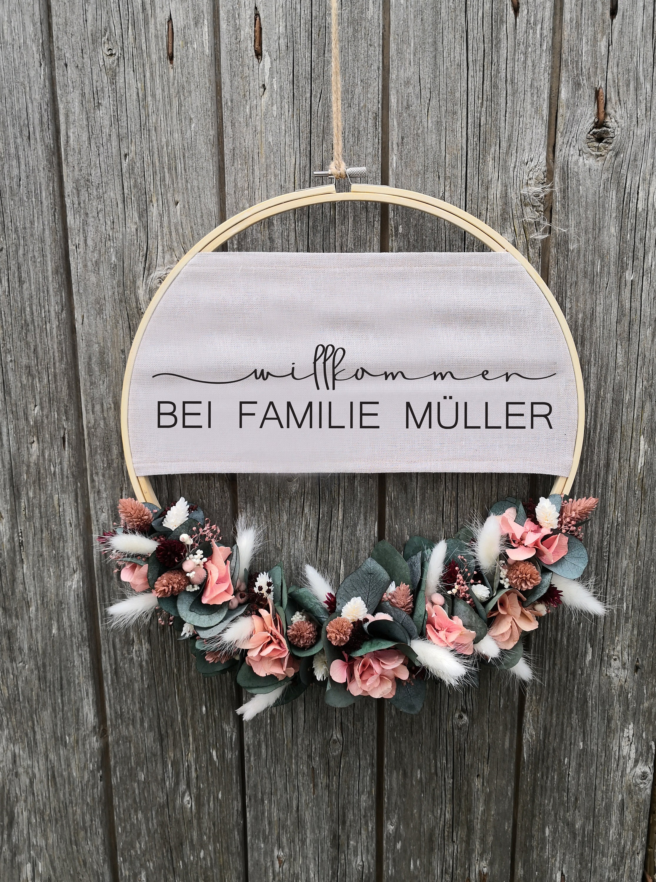 Wreath of Dried Flowers I Personalized Door Wreath I Family Name, Birth  Wreath I Wedding Gift I Embroidery Frame With Dried Flowers -  Denmark