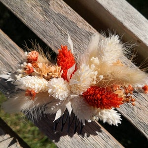 Hair comb dried flowers I Hair cromb Dried flowers I Bridal hair comb I Floral hair accessory I Boho headpiece I Hair clip I Wedding Weiß & Orange