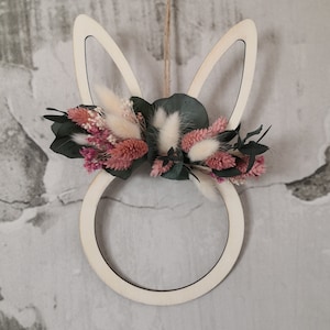 Wooden wreath, wooden wreath bunny, Easter decoration, bunny, Easter decoration vintage, Easter decoration wood, door wreath, Easter bunny, dried flowers, spring wreath, 3D wreath