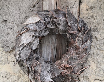 Holzkranz I Rindenkranz I Rinden Kranz I Birkenkranz I Holzkranz I Glitter I 40 cm Durchmesser I Natur