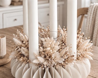 Adventskranz, Adventsgesteck, Weihnachtsdeko, Dekokranz, Weihnachten, Moderner Adventskranz, Tischdeko Winter,  Scandi, Facettenoptik