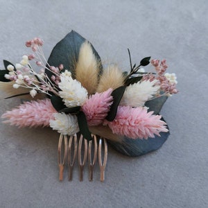 Hair comb dried flowers I Hair cromb Dried flowers I Bridal hair comb I Floral hair accessory I Boho headpiece I Hair clip I Wedding Natur & Rose