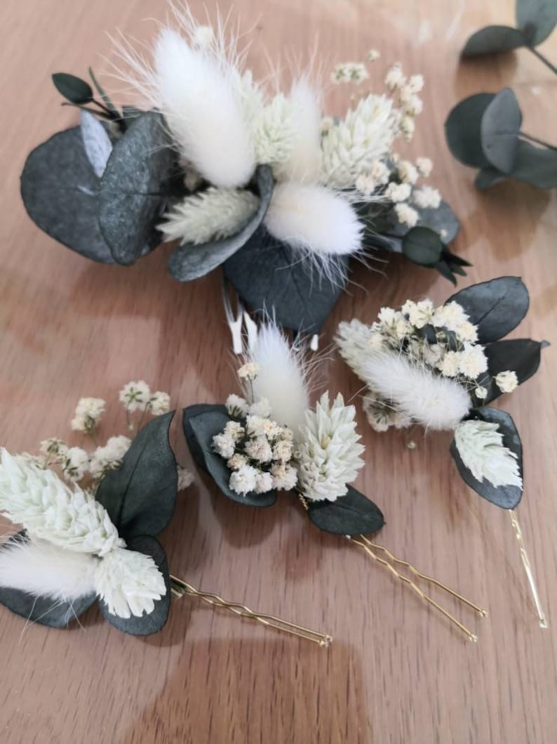 Haarnadel mit Blumen, Haarschmuck, Eukalyptus, Blumennadeln, Blumenschmuck, Hochzeitsaccessoires, Haarblumen, Braut Haarnadeln, Pin Hochzeit Mintgrün
