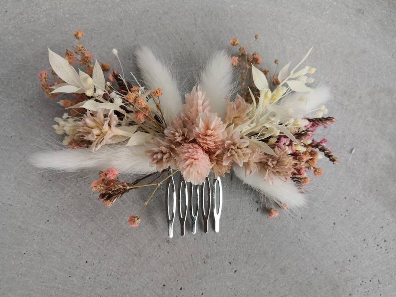 Haarkamm Trockenblumen I Hair cromb Dried flowers I Braut Haarkamm I Floraler Haarschmuck I Boho Kopfschmuck I Haarklemme I Hochzeit Blush & Rosa