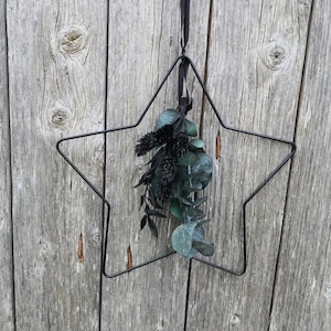 Star, black, dried flowers, metal star, Christmas, dried flower wreath, Christmas wreath, Christmas decoration, gift
