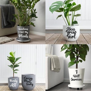 DIY Pot Plant Vinyl Decal Stickers Small 70mm Wide Indoor Outdoor Funny Quotes Planter Gift Decor Mum Pun Christmas