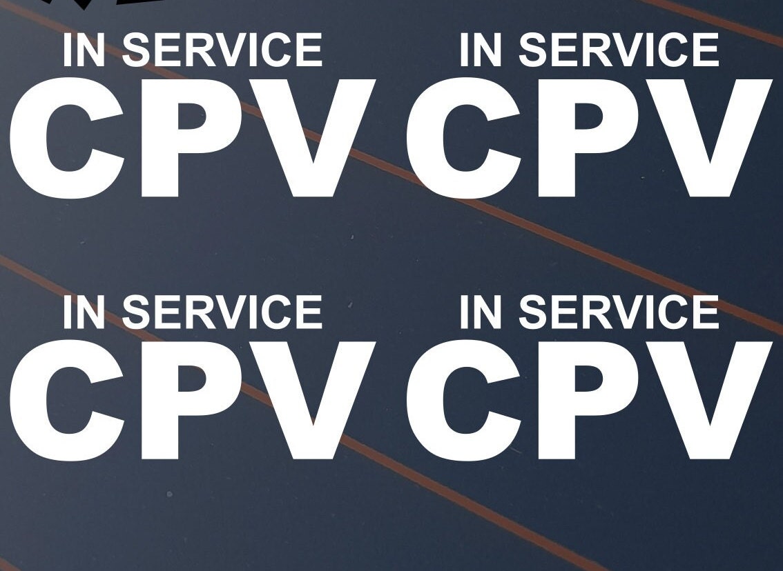 Cpv Sticker In Service CPV Commercial Passenger Vehicle X4 Stickers Decal Car ...