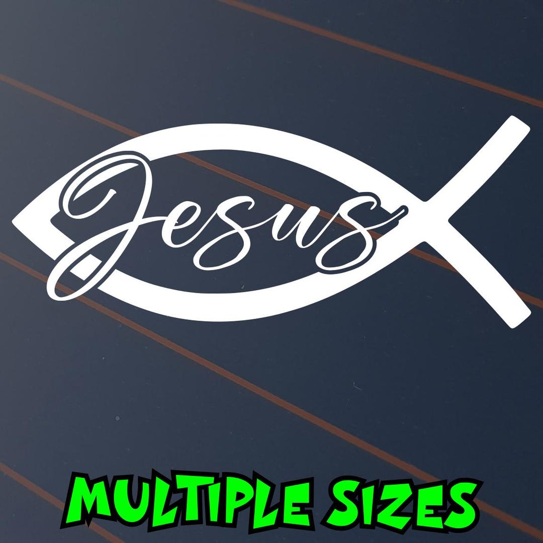 Jesus Fish Sticker Car Decal Vinyl Window Cross Christian Love Blessed ...