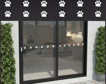 Safety Glass Sliding Door X2 Vinyl Decal Sticker Window Protection Hazard Dog Paws Pair